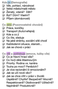 Zakaznické persony checklist